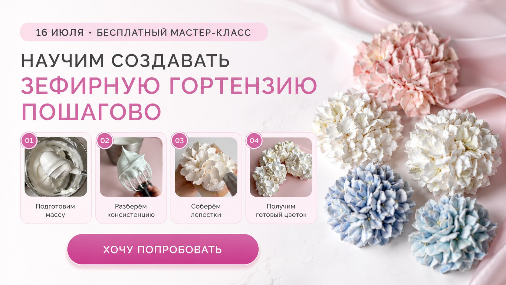 Зефирные цветы для кондитеров